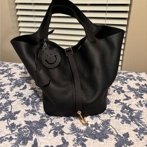 Black Leather Tote Bag